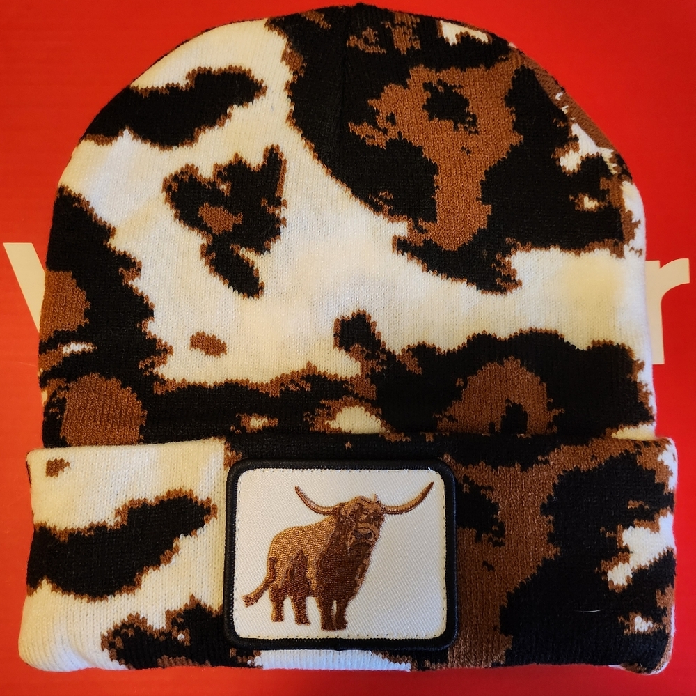 Highland Cow Print Beanie NWT